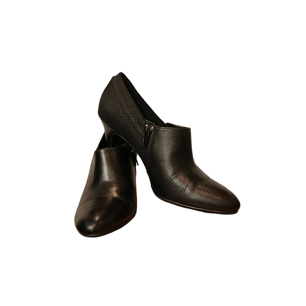 CALVIN KLEIN Jeannine  Black Leather Heeled 'Shooties'  7